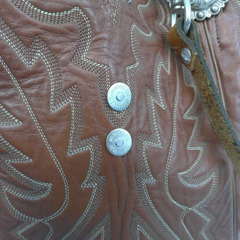 Justin Boot Purse Upcycled Leather Cowboy Boot Bucket Handbag - Picture 3 of 11